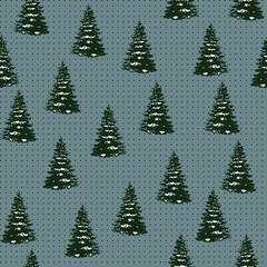 Seamless Merry Christmas Festive Pattern with Tree