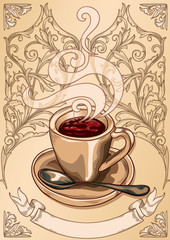 Cup of coffee decorative design