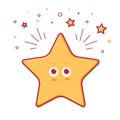 Star icon illustration, design concept of favorite, bookmark, mark or rate sign. Flat line UX UI element for web
