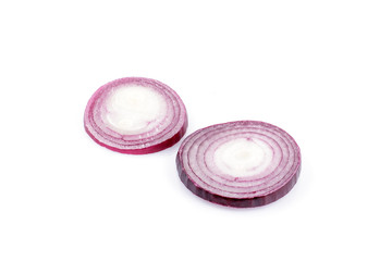 Sliced Red Onion isolated on white background
