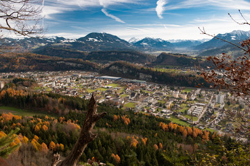 Blick auf Feldkirch vom Schellenberg (Liechtenstein) - obrazy, fototapety, plakaty