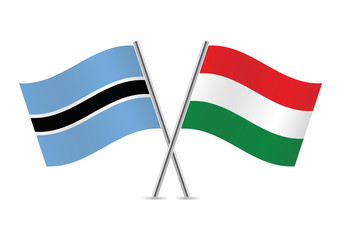 Botswana and Hungary flags.Vector illustration.