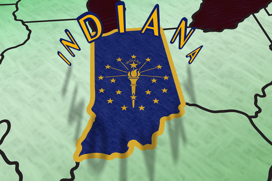 Indiana State Illustration in perspective USA map