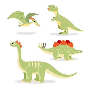 Dinosaurs collection of funny icons on vector illustration