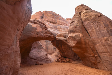 Fototapeta na wymiar The sand dune arch in Arches National Park, Utah