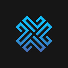 X Cross abstract logo design. Vector illustration.