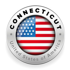 Connecticut Usa flag badge button