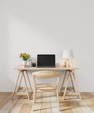 Working room with chair on wall modern minimal interior,3D rendering