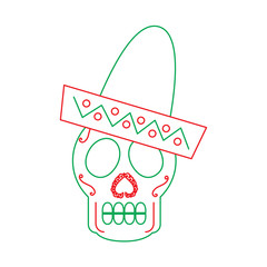 skull in hat day of the dead mexican celebration vector illustration