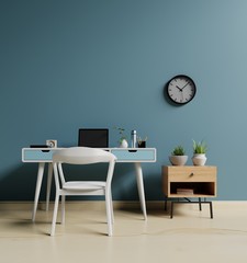 Working room interior with simple dark wall .3d rendering