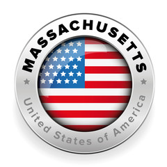 Massachusetts Usa flag badge button