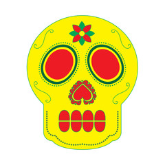 skull the day of the death mexican traditional culture vector illustration