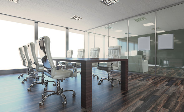 Modern office Cabinet. Meeting room. 3D rendering., Empty picture