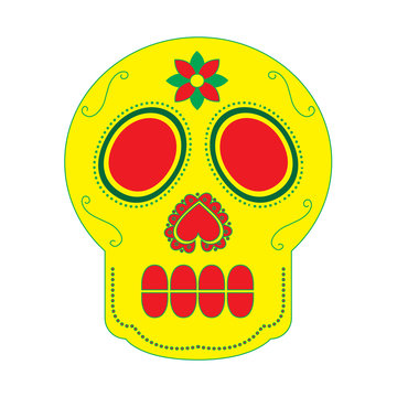 skull the day of the death mexican traditional culture vector illustration