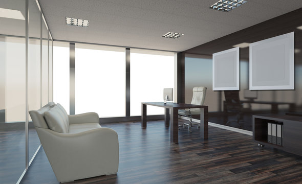 Modern office Cabinet. Meeting room. 3D rendering., Empty picture