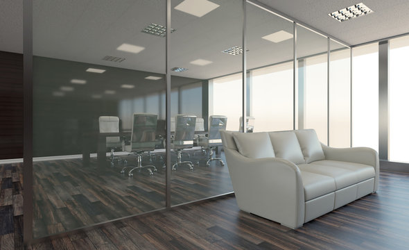Modern office Cabinet. Meeting room. 3D rendering.