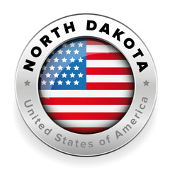 North Dakota Usa flag badge button