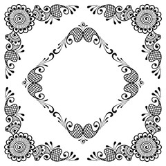 Hand drawn floral background with place for text. Vector Illustration