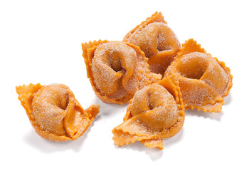 Close-up studio shot of fresh Italian agnolotti