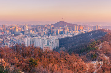 Sunrise of Seoul City Skyline, South Korea