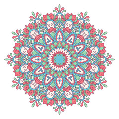 Ethnic ornamental mandala. Decorative design element. Hand drawn vector illustration