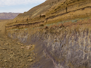 Rock formations in desert, Makhtesh Ramon, Negev Desert, Israel