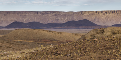 Rock formations in desert, Makhtesh Ramon, Negev Desert, Israel