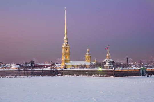 Peter and Paul fortress. Neva river. Saint-Petersburg. Russia