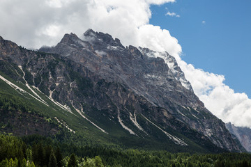 Mountain Ridge in Italian Dolomites Alps in Summer Time