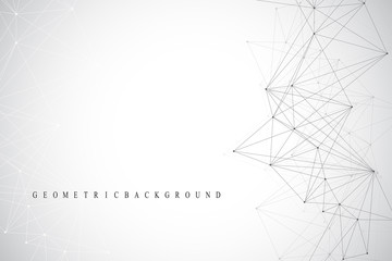Geometric graphic background communication. Global network connections. Wireframe complex with compounds. Perspective backdrop. Digital data visualization. Scientific cybernetic vector.