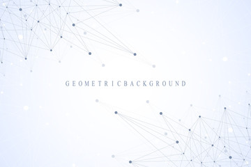 Geometric graphic background communication. Global network connections. Wireframe complex with compounds. Perspective backdrop. Digital data visualization. Scientific cybernetic vector.