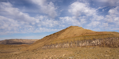 Rock formations in desert, Makhtesh Ramon, Negev Desert, Israel