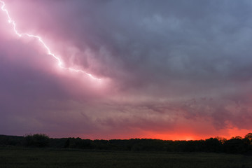 Fototapeta na wymiar Sunset Lightning strike