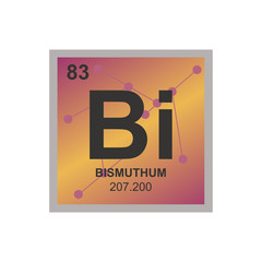 Vector symbol of Bismuth from the Periodic Table of the elements on the background from connected molecules