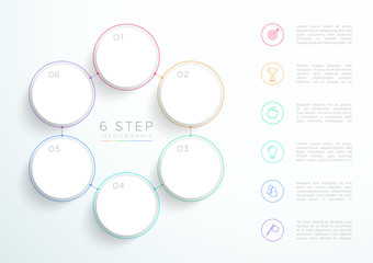 Infographic Simple White 6 Step Connected Circles
