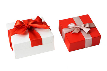Valentine's day composition with Gift Boxes red and white.