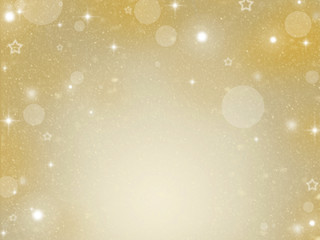 Christmas Background. Golden Holiday Abstract Glitter Defocused Background With Blinking Stars....
