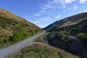 Road in the valley in New Zealand Southland