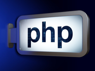 Software concept: Php on advertising billboard background, 3D rendering