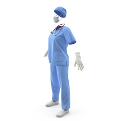 Surgeon dress isolated on white. 3D illustration