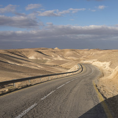 Road passing through a desert, Judean Desert, Dead Sea Region, Israel