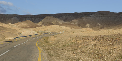 Road passing through a desert, Judean Desert, Dead Sea Region, Israel