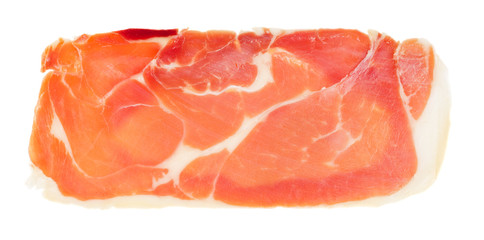 Slice of jamon isolated on white background