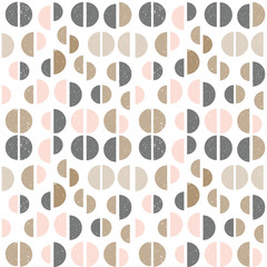 Modern vector abstract seamless geometric pattern with  semicircles in retro scandinavian style