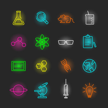 science neon icon set