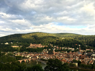 The panoramic view of Heidelberg view from Philosophenweg