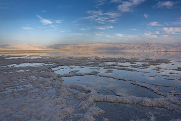 Scenic view of salt lake, Dead Sea, Israel