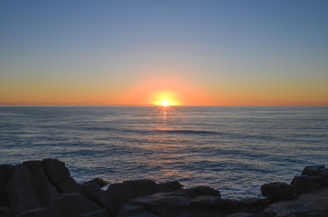 Sunset at Pancake Rocks Punakaiki at New Zealand, Southland