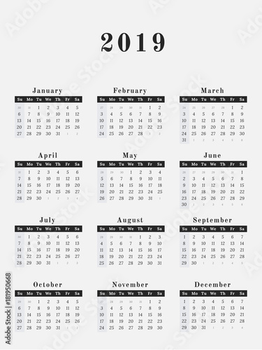 2019 Year Calendar - FREE DOWNLOAD