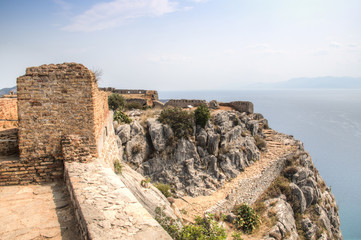 Fototapeta na wymiar The magnificent Palamidi castle on a hill in the center of the ancient city Nafplio in Greece 